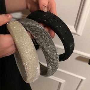 Sparkling Black, Silver, Dark Gray Headbands